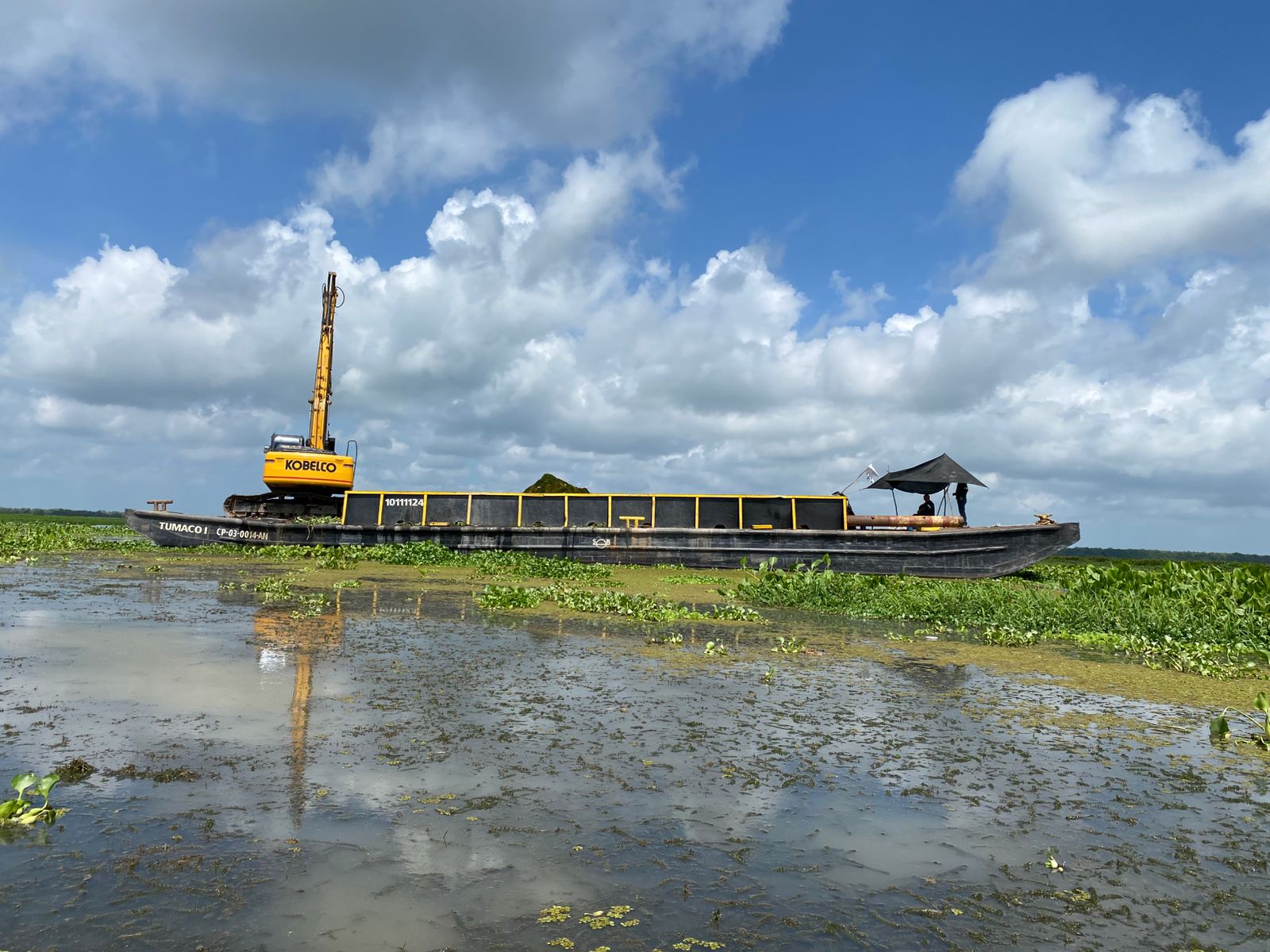 Maquina en la Cienaga removiendo hydrilla