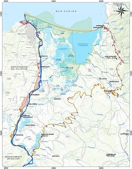 Mapa de la Reserva de Ramsar Ciénaga Grande de Santa Marta, clic para ampliar