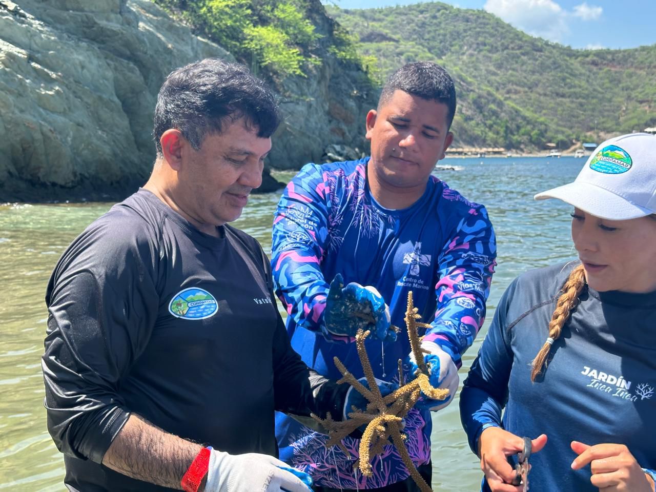 Director de CORPAMAG sosteniendo coral