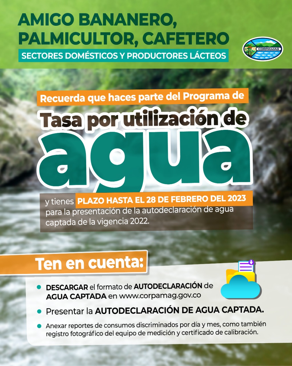 Imagen tasa uso de agua flayer